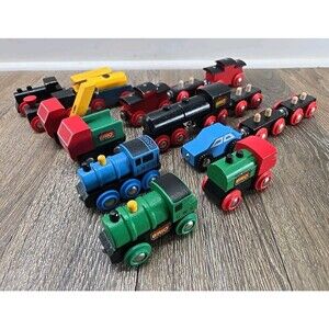Lot of 17 Wooden Brio & Compatible Trains Cars Engines LNER GWR Vintage Sweden